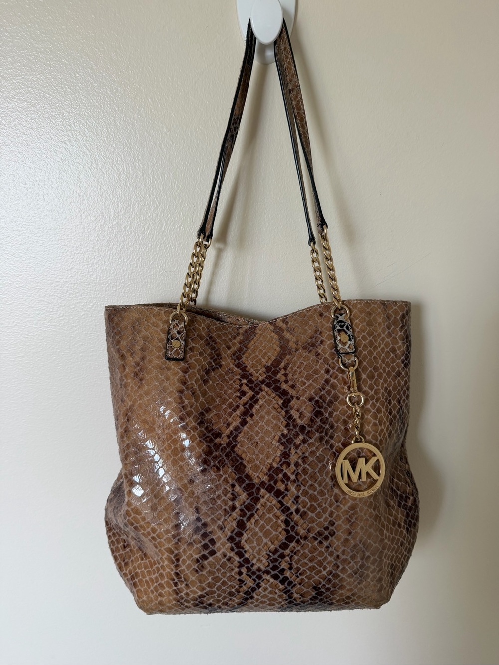 MICHAEL MICHAEL KORS Snakeskin & Gold Accent Tote Bag